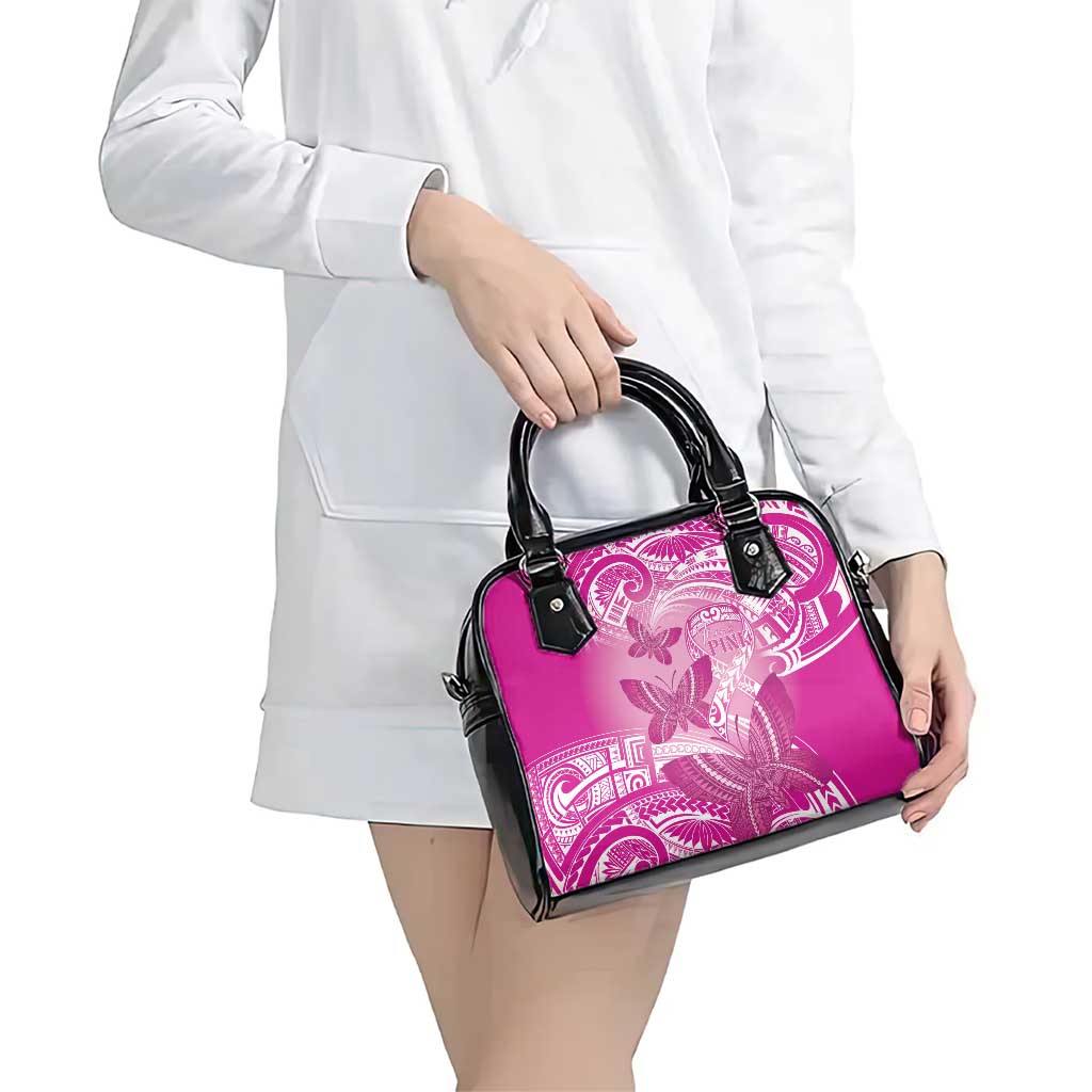 Polynesia Breast Cancer Awareness Shoulder Handbag Think Pink Ribbon Polynesian Butterflies