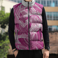 Personalised Polynesia Breast Cancer Awareness Sleeveless Puffer Jacket Think Pink Ribbon Polynesian Butterflies