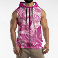 Personalised Polynesia Breast Cancer Awareness Sleeveless Zip Hoodie Think Pink Ribbon Polynesian Butterflies