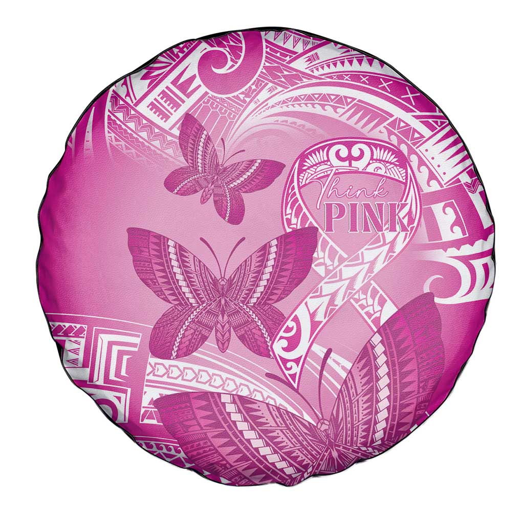 Polynesia Breast Cancer Awareness Spare Tire Cover Think Pink Ribbon Polynesian Butterflies