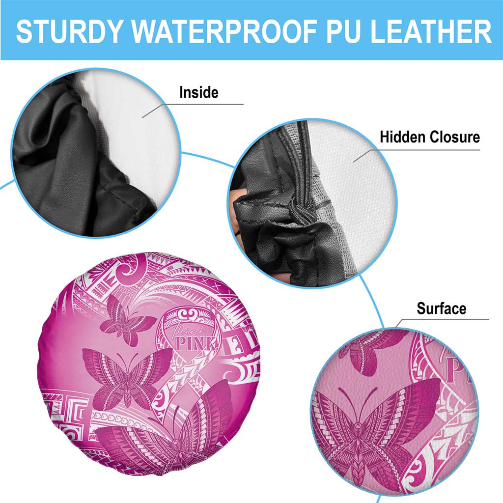 Polynesia Breast Cancer Awareness Spare Tire Cover Think Pink Ribbon Polynesian Butterflies
