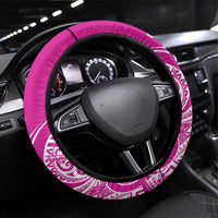 Polynesia Breast Cancer Awareness Steering Wheel Cover Think Pink Ribbon Polynesian Butterflies