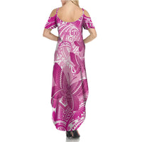 Personalised Polynesia Breast Cancer Awareness Summer Maxi Dress Think Pink Ribbon Polynesian Butterflies