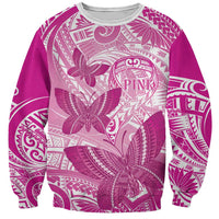 Personalised Polynesia Breast Cancer Awareness Sweatshirt Think Pink Ribbon Polynesian Butterflies