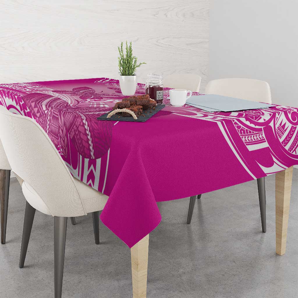 Polynesia Breast Cancer Awareness Tablecloth Think Pink Ribbon Polynesian Butterflies