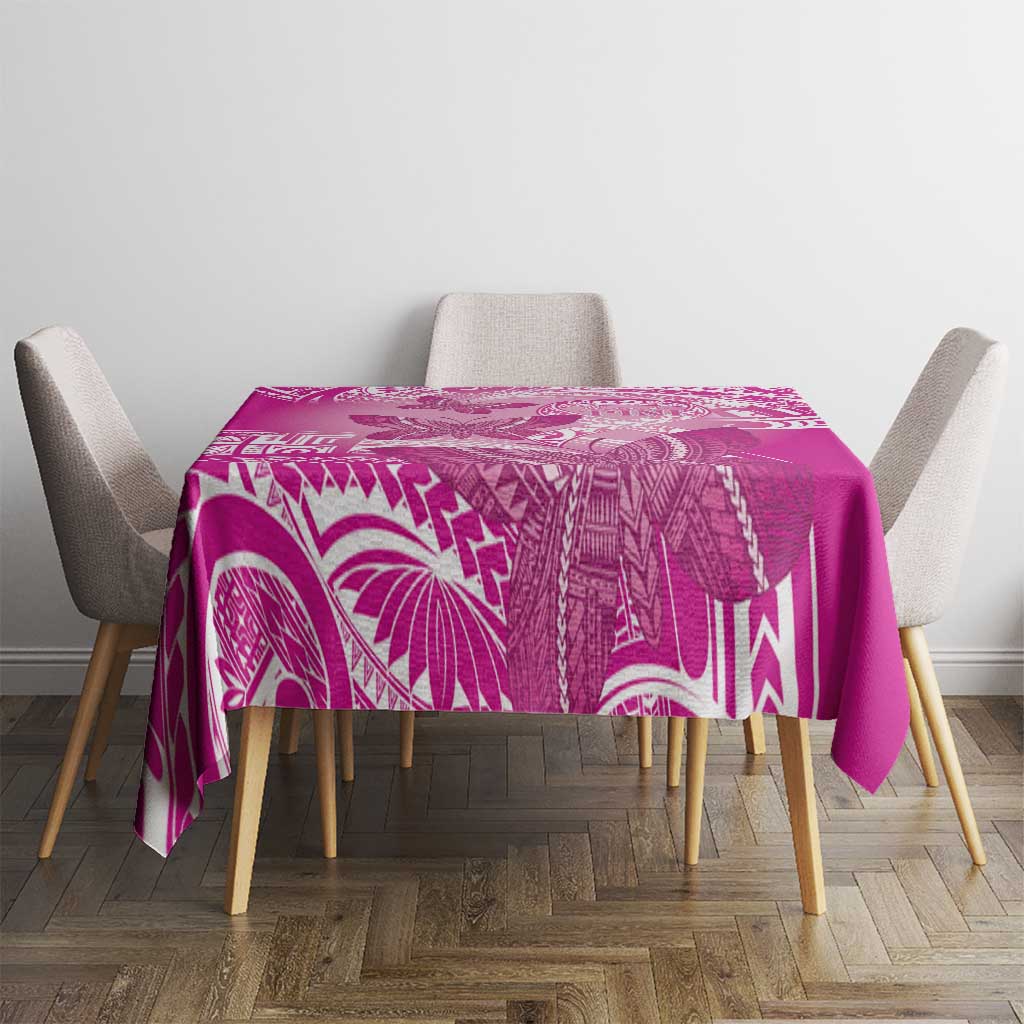 Polynesia Breast Cancer Awareness Tablecloth Think Pink Ribbon Polynesian Butterflies