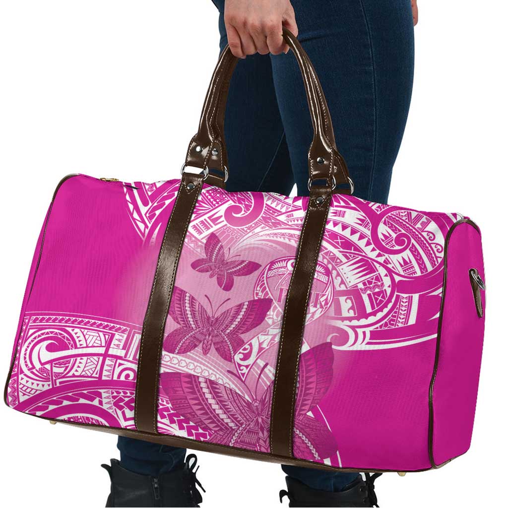 Polynesia Breast Cancer Awareness Travel Bag Think Pink Ribbon Polynesian Butterflies