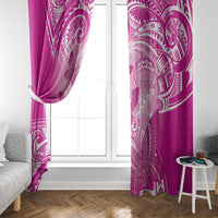 Polynesia Breast Cancer Awareness Window Curtain Think Pink Ribbon Polynesian Butterflies