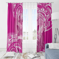 Polynesia Breast Cancer Awareness Window Curtain Think Pink Ribbon Polynesian Butterflies