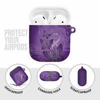 Polynesia Lupus Awareness Month AirPods Case Warrior Purple Ribbon Polynesian Butterflies