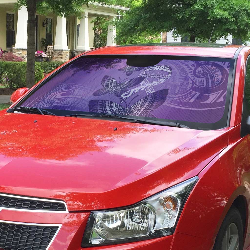 Polynesia Lupus Awareness Month Auto Sun Shade Warrior Purple Ribbon Polynesian Butterflies
