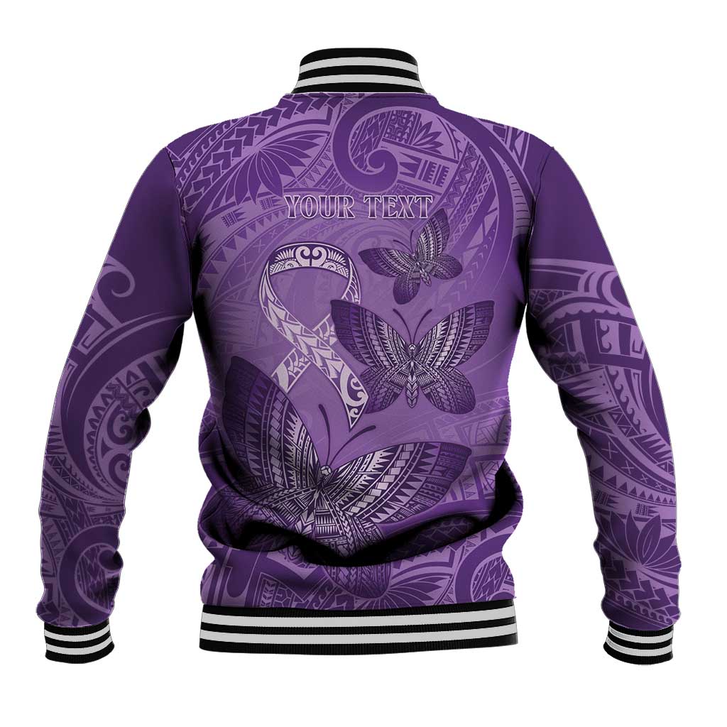 Personalised Polynesia Lupus Awareness Month Baseball Jacket Warrior Purple Ribbon Polynesian Butterflies