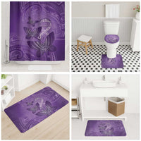 Polynesia Lupus Awareness Month Bathroom Set Warrior Purple Ribbon Polynesian Butterflies
