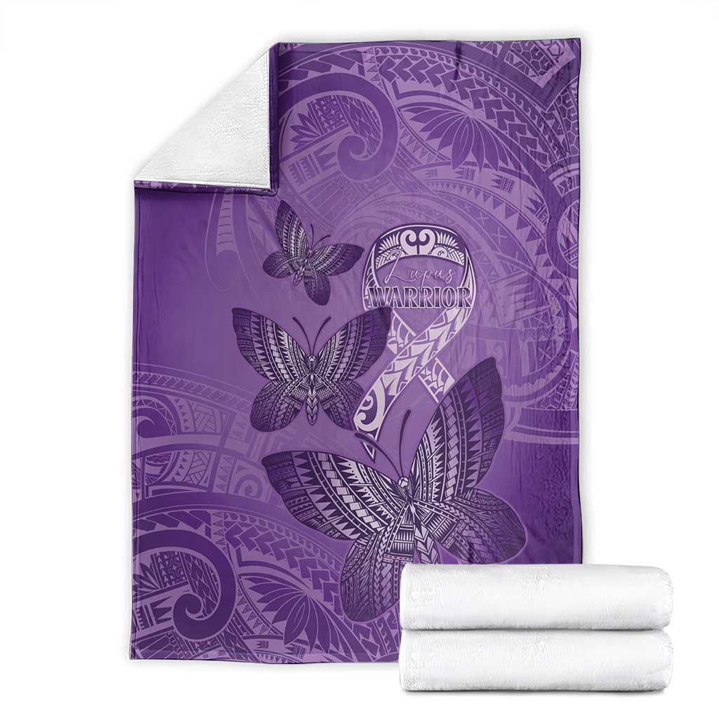 Polynesia Lupus Awareness Month Blanket Warrior Purple Ribbon Polynesian Butterflies