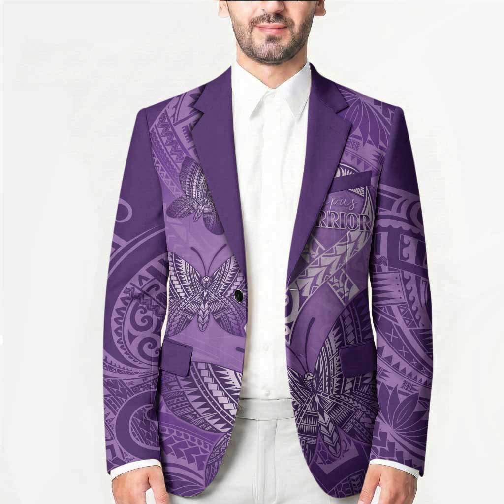 Personalised Polynesia Lupus Awareness Month Blazer Warrior Purple Ribbon Polynesian Butterflies