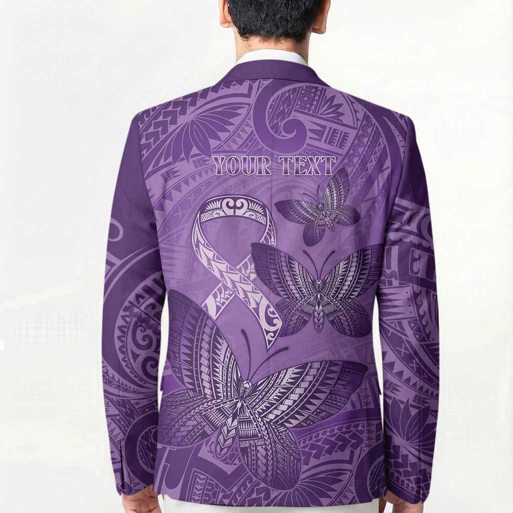Personalised Polynesia Lupus Awareness Month Blazer Warrior Purple Ribbon Polynesian Butterflies