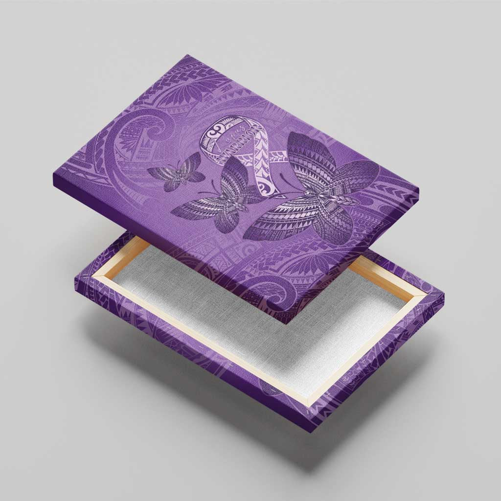 Polynesia Lupus Awareness Month Canvas Wall Art Warrior Purple Ribbon Polynesian Butterflies