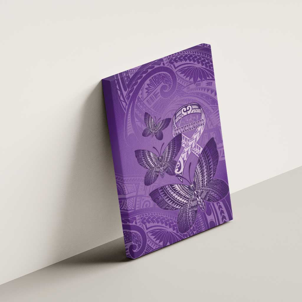 Polynesia Lupus Awareness Month Canvas Wall Art Warrior Purple Ribbon Polynesian Butterflies