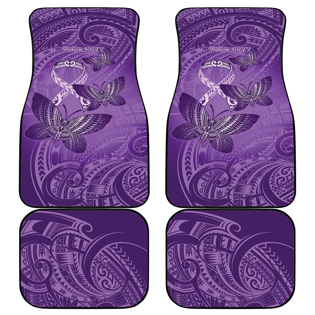 Personalised Polynesia Lupus Awareness Month Car Mats Warrior Purple Ribbon Polynesian Butterflies