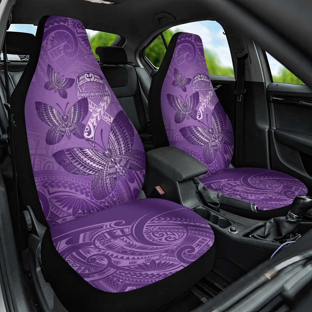 Polynesia Lupus Awareness Month Car Seat Cover Warrior Purple Ribbon Polynesian Butterflies