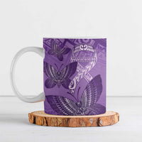 Personalised Polynesia Lupus Awareness Month Ceramic Mug Warrior Purple Ribbon Polynesian Butterflies