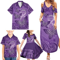 Personalised Polynesia Lupus Awareness Month Family Matching Summer Maxi Dress and Hawaiian Shirt Warrior Purple Ribbon Polynesian Butterflies LT14 - Polynesian Pride