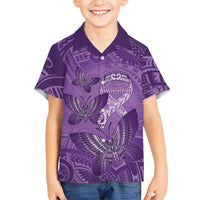 Personalised Polynesia Lupus Awareness Month Family Matching Summer Maxi Dress and Hawaiian Shirt Warrior Purple Ribbon Polynesian Butterflies LT14 Son's Shirt Purple - Polynesian Pride
