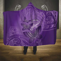 Polynesia Lupus Awareness Month Hooded Blanket Warrior Purple Ribbon Polynesian Butterflies