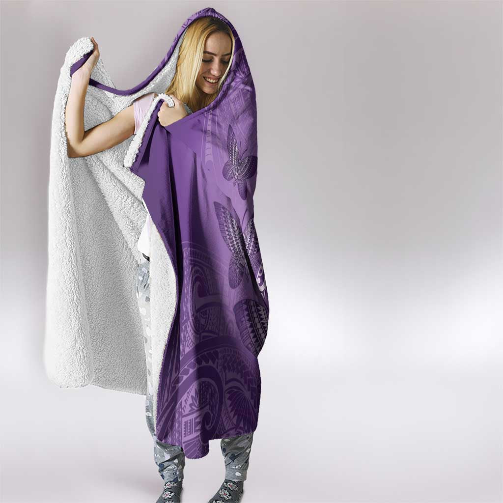 Polynesia Lupus Awareness Month Hooded Blanket Warrior Purple Ribbon Polynesian Butterflies