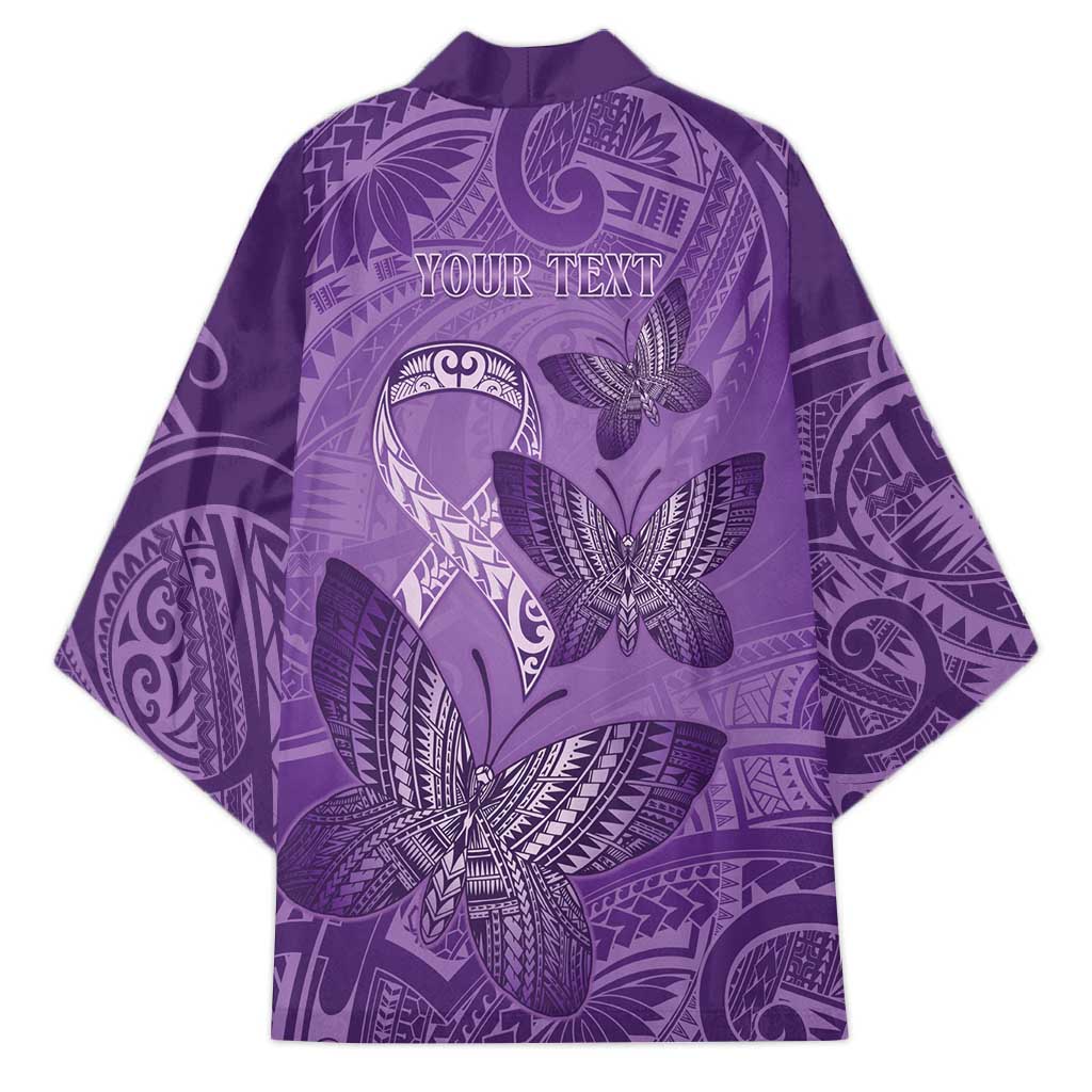 Personalised Polynesia Lupus Awareness Month Kimono Warrior Purple Ribbon Polynesian Butterflies