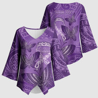 Personalised Polynesia Lupus Awareness Month Kimono Sleeve Blouse Warrior Purple Ribbon Polynesian Butterflies