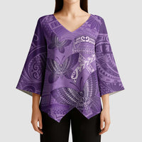 Personalised Polynesia Lupus Awareness Month Kimono Sleeve Blouse Warrior Purple Ribbon Polynesian Butterflies