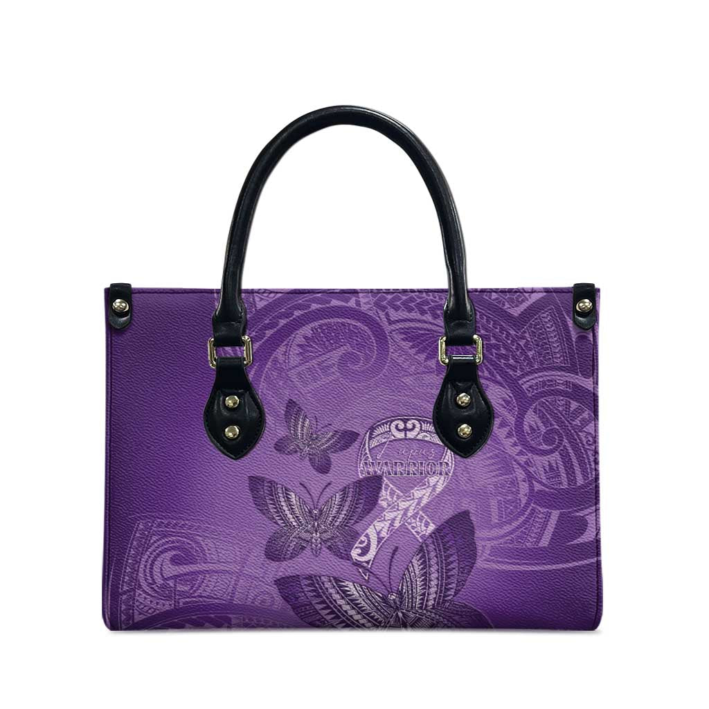 Polynesia Lupus Awareness Month Leather Bag Warrior Purple Ribbon Polynesian Butterflies