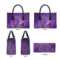 Polynesia Lupus Awareness Month Leather Bag Warrior Purple Ribbon Polynesian Butterflies