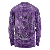 Personalised Polynesia Lupus Awareness Month Long Sleeve Shirt Warrior Purple Ribbon Polynesian Butterflies