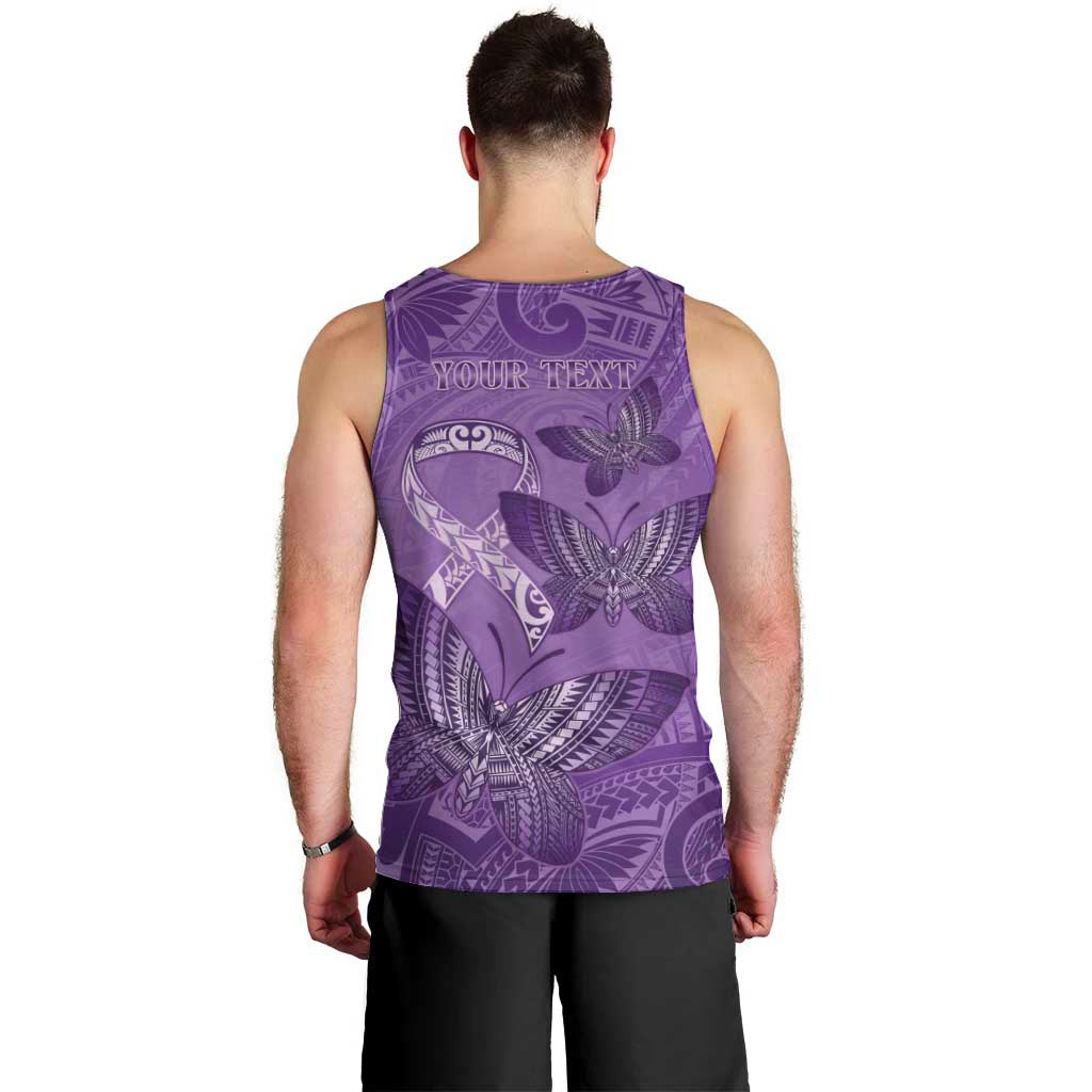 Personalised Polynesia Lupus Awareness Month Men Tank Top Warrior Purple Ribbon Polynesian Butterflies