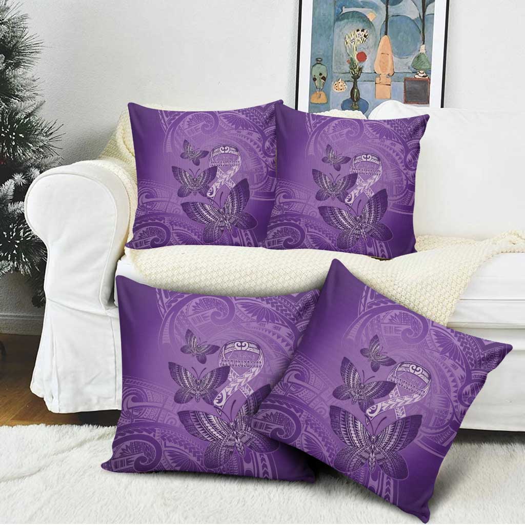 Polynesia Lupus Awareness Month Pillow Cover Warrior Purple Ribbon Polynesian Butterflies