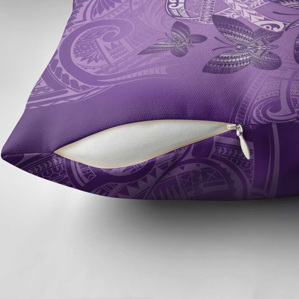 Polynesia Lupus Awareness Month Pillow Cover Warrior Purple Ribbon Polynesian Butterflies