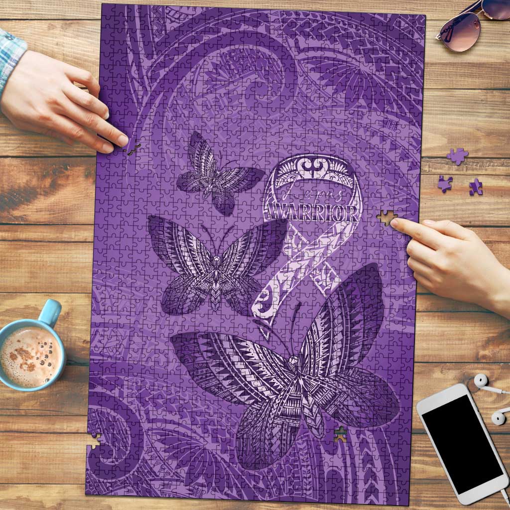 Polynesia Lupus Awareness Month Puzzle Warrior Purple Ribbon Polynesian Butterflies