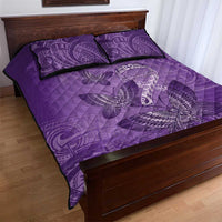 Polynesia Lupus Awareness Month Quilt Bed Set Warrior Purple Ribbon Polynesian Butterflies