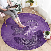 Polynesia Lupus Awareness Month Round Carpet Warrior Purple Ribbon Polynesian Butterflies