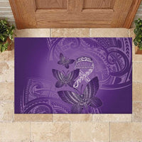 Polynesia Lupus Awareness Month Rubber Doormat Warrior Purple Ribbon Polynesian Butterflies