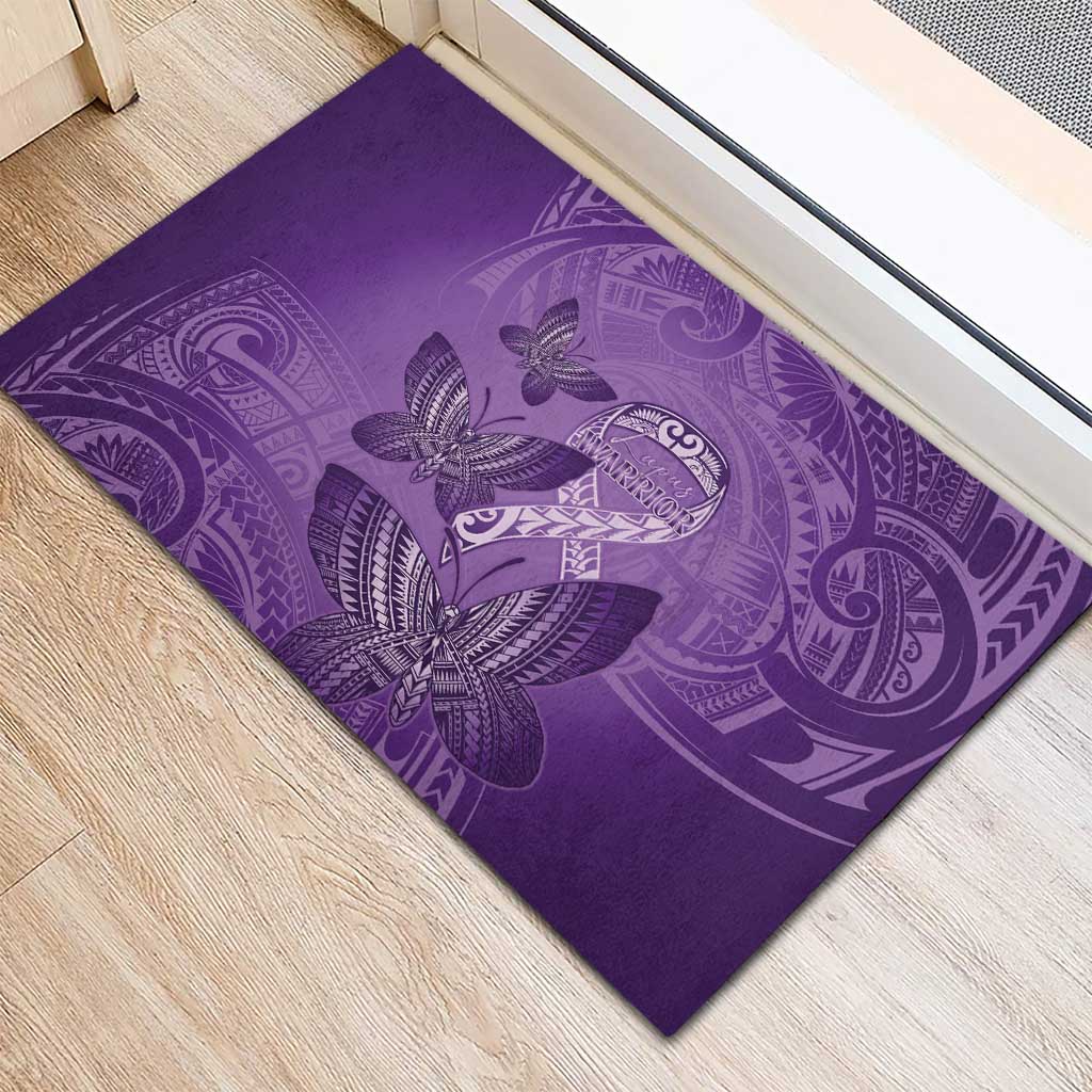 Polynesia Lupus Awareness Month Rubber Doormat Warrior Purple Ribbon Polynesian Butterflies