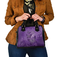 Polynesia Lupus Awareness Month Shoulder Handbag Warrior Purple Ribbon Polynesian Butterflies