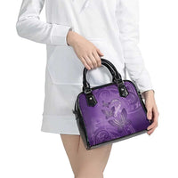 Polynesia Lupus Awareness Month Shoulder Handbag Warrior Purple Ribbon Polynesian Butterflies