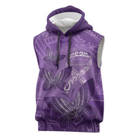 Personalised Polynesia Lupus Awareness Month Sleeveless Hoodie Warrior Purple Ribbon Polynesian Butterflies