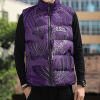 Personalised Polynesia Lupus Awareness Month Sleeveless Puffer Jacket Warrior Purple Ribbon Polynesian Butterflies
