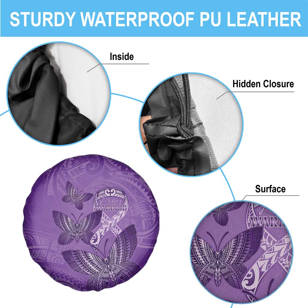 Polynesia Lupus Awareness Month Spare Tire Cover Warrior Purple Ribbon Polynesian Butterflies