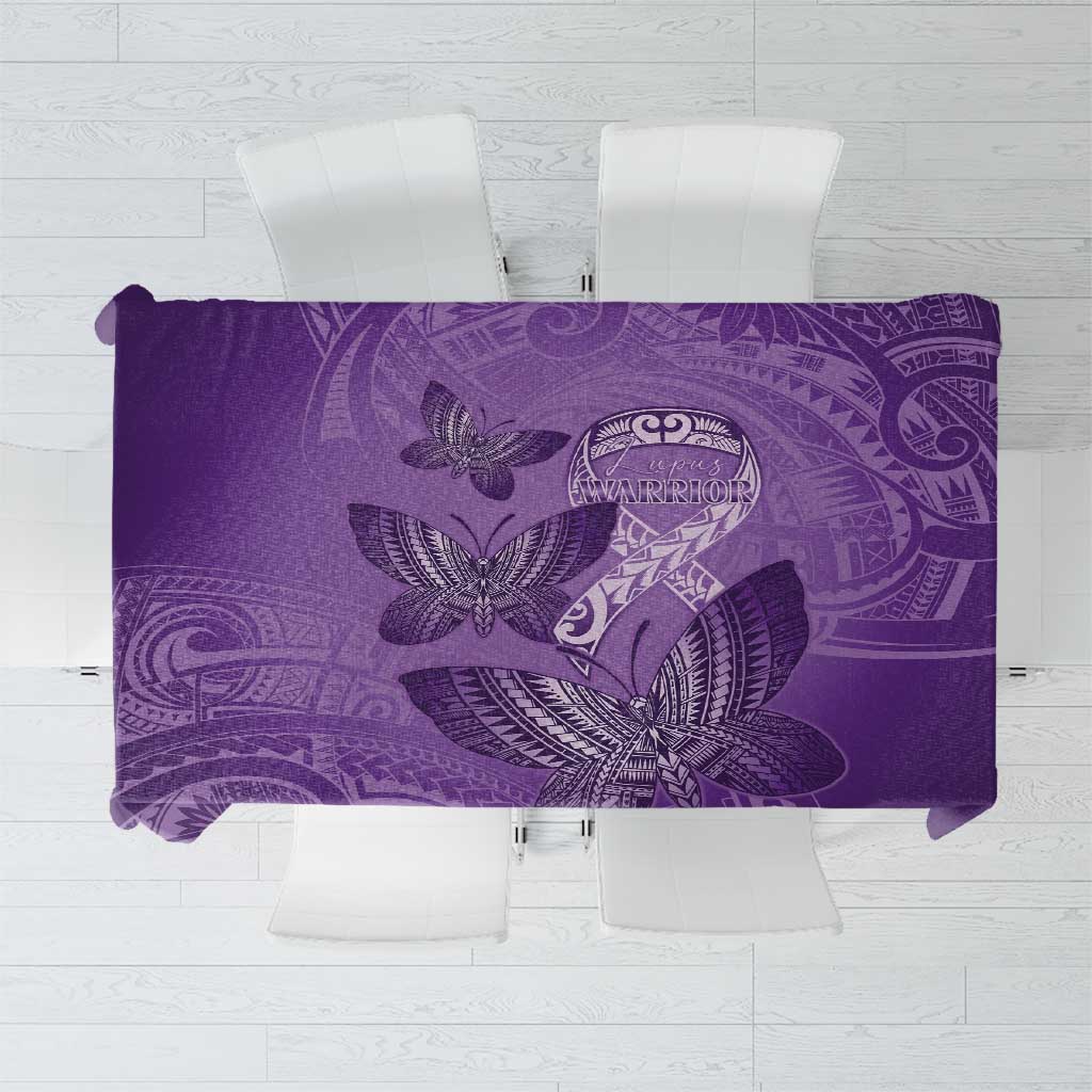 Polynesia Lupus Awareness Month Tablecloth Warrior Purple Ribbon Polynesian Butterflies