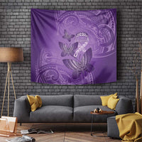 Polynesia Lupus Awareness Month Tapestry Warrior Purple Ribbon Polynesian Butterflies
